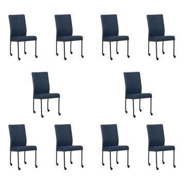 Set van 10 Leren eetkamerstoelen Comfort met wieltjes -, Huis en Inrichting, Stoelen, Ophalen of Verzenden, Nieuw, Leer, Eén