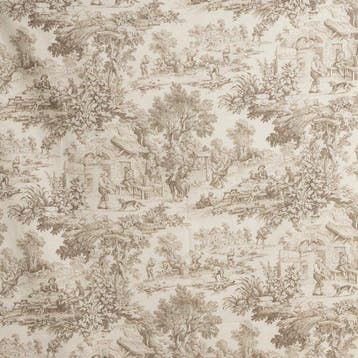 AA029 - Verfijnde Toile de Jouy Taupe Tortora - Meubelstof -