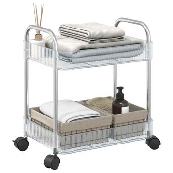 vidaXL Opbergtrolley 2-laags 37x28x43,5 cm acryl transparant, Doe-het-zelf en Bouw, Transportwagens, Verzenden, Nieuw