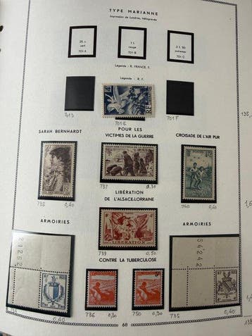 Frankrijk - Volledige jaargangen 1945/1949 in mintstaat,, Gestempeld
