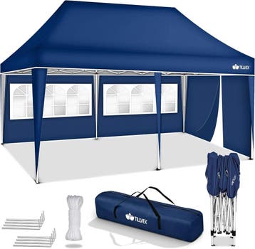 Tillvex® Partytent - 3x6m - Paviljoen - Easy Up - Blauw, Verzenden, Nieuw