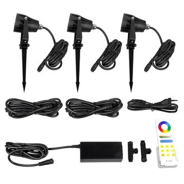 Mi-Light Tuinspot Set 3x 6W RGB+CCT Zwart - Incl., Verzenden