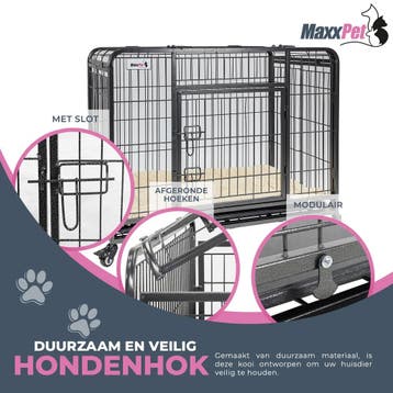 MaxxPet Hondenbench met Plaid - Verrijdbaar - 110x71x78cm, Ophalen of Verzenden