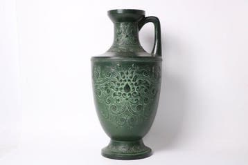 Emerald Patina Vaas met dubbele handvatten in bronzen stijl