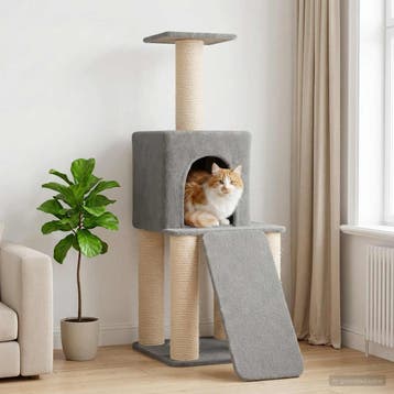 vidaXL Kattentoren met sisal krabpalen Lichtgrijs 146 cm, Dieren en Toebehoren, Verzenden, Nieuw