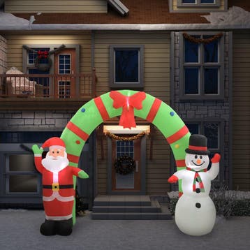 vidaXL Kerstboog kerstman en sneeuwpop opblaasbaar LED 223, Verzenden, Nieuw