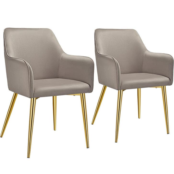 tectake Eetkamerstoel Avane, fluweellook, gestoffeerd - taup, Maison & Meubles, Chaises, Envoi