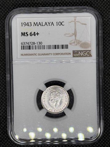 Brits-Indië. George VI. 10 Cents 1943 NGC MS64+ (Zonder