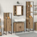 vidaXL Badkamermeubel Set met plank 4 pcs Bruin Bewerkt hout, Verzenden, Nieuw