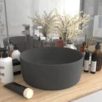 vidaXL Wastafel rond 40x15 cm keramiek mat donkergrijs, Verzenden