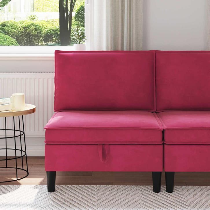 vidaXL Sofa met opslag Wijnrood Fluweel, Maison & Meubles, Canapés | Salons, Envoi