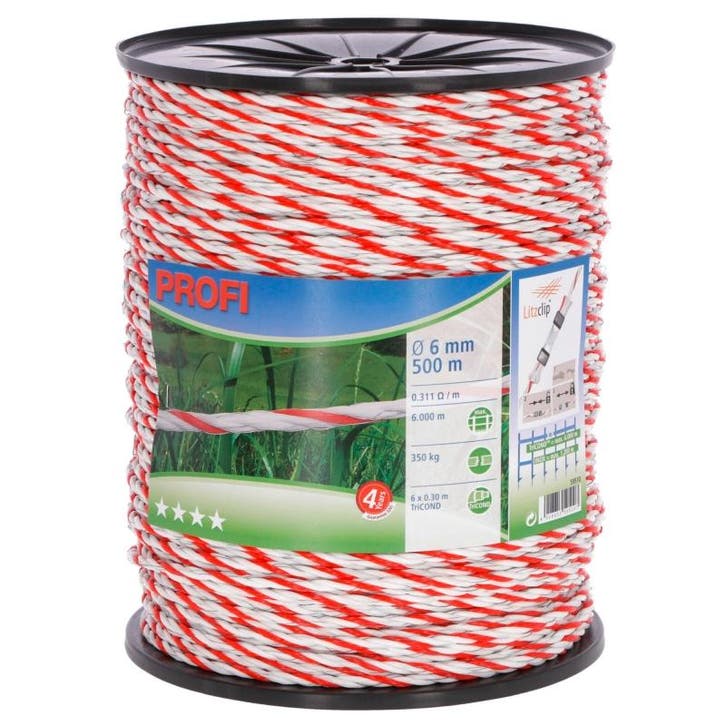 Cordelette profi 6mm 500m 6x0,30 tric blanc/rouge - kerbl, Jardin & Terrasse, Clôtures de jardin, Neuf