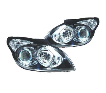 PHARES POUR HYUNDAI I30 07-12 NOIRS AVEC MOTEUR, Verzenden