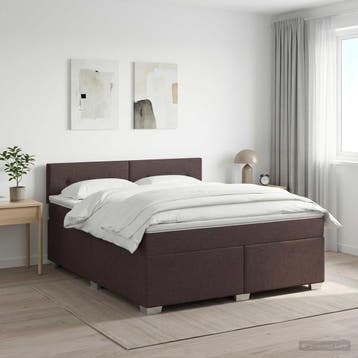 vidaXL Boxspringbed met matras Donkerbruin 140 x 190 cm Stof, Verzenden, Nieuw