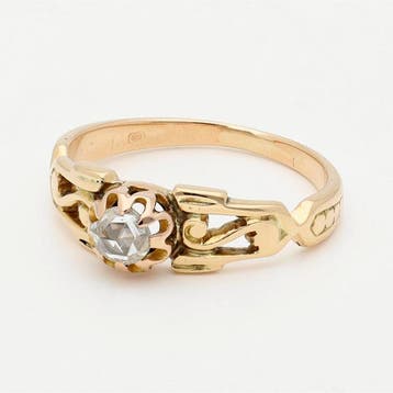 Ring - 14 karaat Geel goud Diamant (Natuurlijk) - Solitair, Handtassen en Accessoires, Ringen, Nieuw