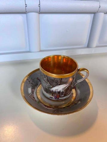 Dagoty - Beker - Porselein, Goud - Winterdecoratie