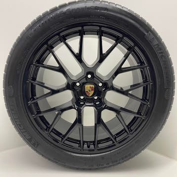 Porsche Macan ORIGINELE 20 RS Spyder Uni zwart met banden, Auto-onderdelen, Banden en Velgen, Ophalen, Gebruikt, 295 mm, Banden en Velgen
