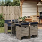vidaXL 5-delige tuinset met kussens, grijs polyrotan, Verzenden, Tuinset