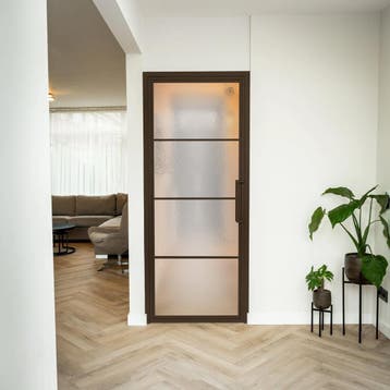 Stalen Binnendeur - Brons - 4 Vlaks - Kathedraalglas, Doe-het-zelf en Bouw, Minder dan 80 cm, Binnendeur, Nieuw, Metaal
