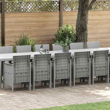 vidaXL Tuin eettafelset met kussens 17 st Lichtgrijs PP, Verzenden, Nieuw