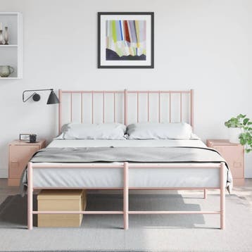 vidaXL Nachtkastjes 2 st 34,5x39x44 cm staal roze, Verzenden, Nieuw