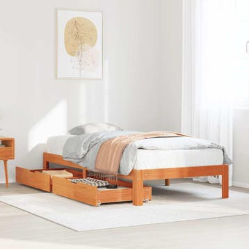 vidaXL Bedframe met lades massief grenenhout wasbruin 75x190, Verzenden, Nieuw