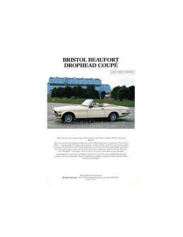 1987 BRISTOL BEAUFORT DROPHEAD COUPÉ BROCHURE ENGELS, Ophalen of Verzenden, Nieuw