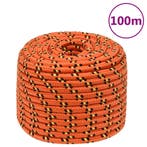 vidaXL Boottouw 12 mm 100 m polypropyleen oranje, Verzenden, Nieuw