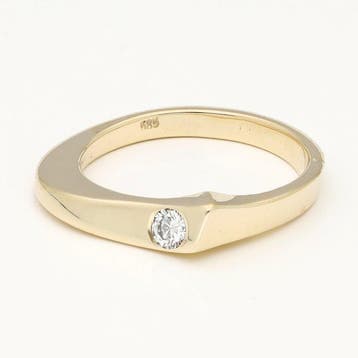 Bague - 14 carats Or jaune Diamant (Naturelle) - Solitair, Handtassen en Accessoires, Ringen, Nieuw