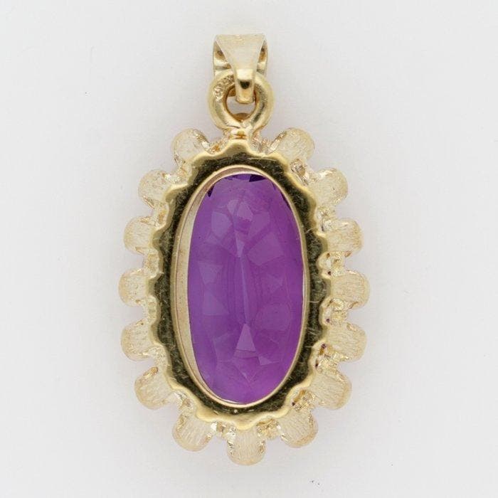 Pendentif - 14 carats Or jaune Améthyste, Handtassen en Accessoires, Antieke sieraden