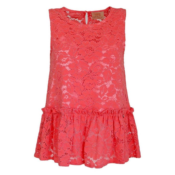 Verysimple • koraal rode kanten top • 36 (IT42), Vêtements | Femmes, Blouses & Tuniques, Envoi