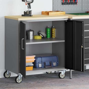 vidaXL Trolley Rolling Workbench Zwart en Grijs 75 x 45 x 85, Verzenden, Nieuw