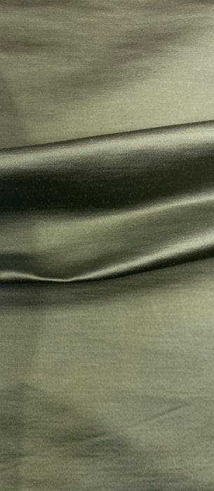 Prachtige zijden satijn, licht gestructureerd, olijfgroen, Antiquités & Art, Tapis & Textile