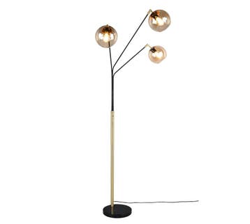Trio PAXTON vloerlamp | E27 Fitting | zwart met goud met amb, Verzenden, Nieuw