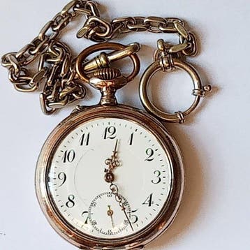 Orologio da tasca antico in Argento 800 Galonné con catena, Bijoux, Sacs & Beauté