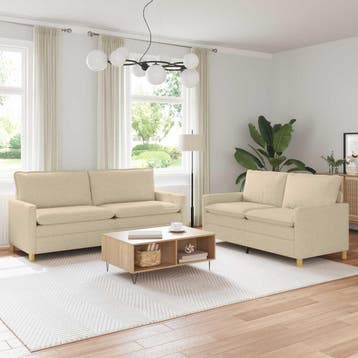 vidaXL bank / zetelstel 2 st Crèmekleurig Stof, Huis en Inrichting, Zetels | Zetels, Verzenden, Nieuw