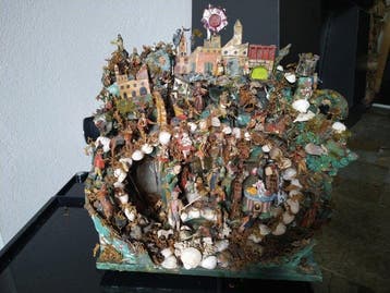 Crèche - Papier-mâché - Artisanat napolitain - 40 cm