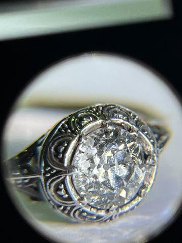 Ring - 9 kt. Geel goud, Zilver Diamant (Natuurlijk), Handtassen en Accessoires, Nieuw