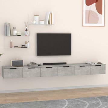 vidaXL Wandkasten 2 st 102x30x20 cm bewerkt hout betongrijs, Verzenden