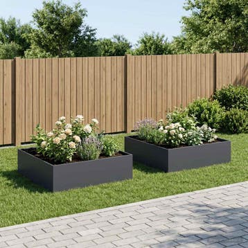 vidaXL Plantenbak 2 st Antraciet 100 x 100 x 30 cm, Tuin en Terras, Bloempotten, Verzenden, Nieuw