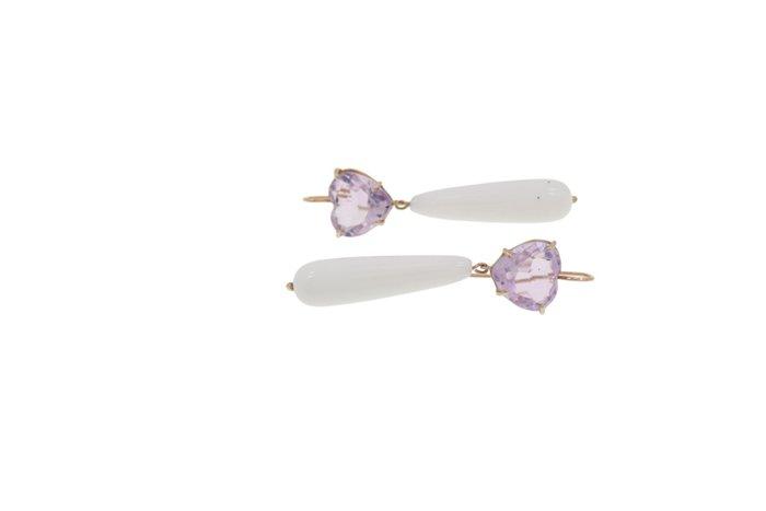 Oorbellen - 9 kt. Roségoud - 75.00ct. tw. Amethist - Quartz, Bijoux, Sacs & Beauté, Boucles d'oreilles