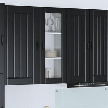 vidaXL Wandglas Kasten LUCCA Zwart 40 x 31 x 100 cm Bewerkt, Verzenden, Nieuw