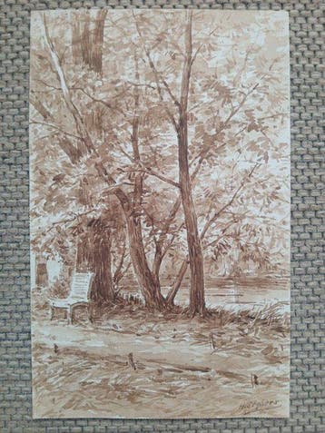 Henri Seghers (1848-1919) - Het bankje langs de rivier