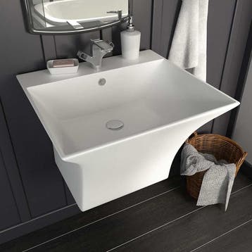 vidaXL Wasbak wandgemonteerd 500x450x410 mm keramiek wit, Verzenden, Nieuw