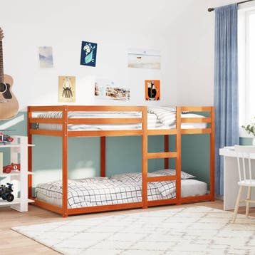 vidaXL Stapelbed massief grenenhout wasbruin 90x190 cm, Verzenden, Nieuw