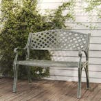 vidaXL Tuinbank 102 cm gietaluminium groen, Verzenden