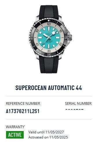 Breitling - Superocean 44 “Turquoise Dial” - A17376211L2S1 -, Nieuw