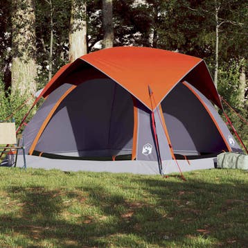 vidaXL Tent 4-persoons waterdicht grijs en oranje, Verzenden