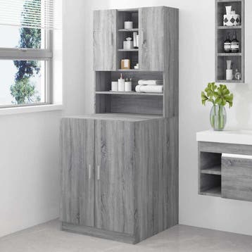 vidaXL Wasmachinekast bewekrt hout grijs sonoma eikenkleurig, Verzenden