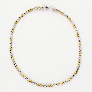 Collier - 18 carats Or jaune, Or blanc - Saffier
